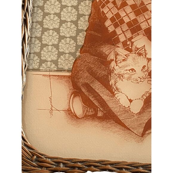 Vintage Lucid Lines Photography on Glass Argyle Sweater 1979 Wicker Frame - Picture 2 of 7